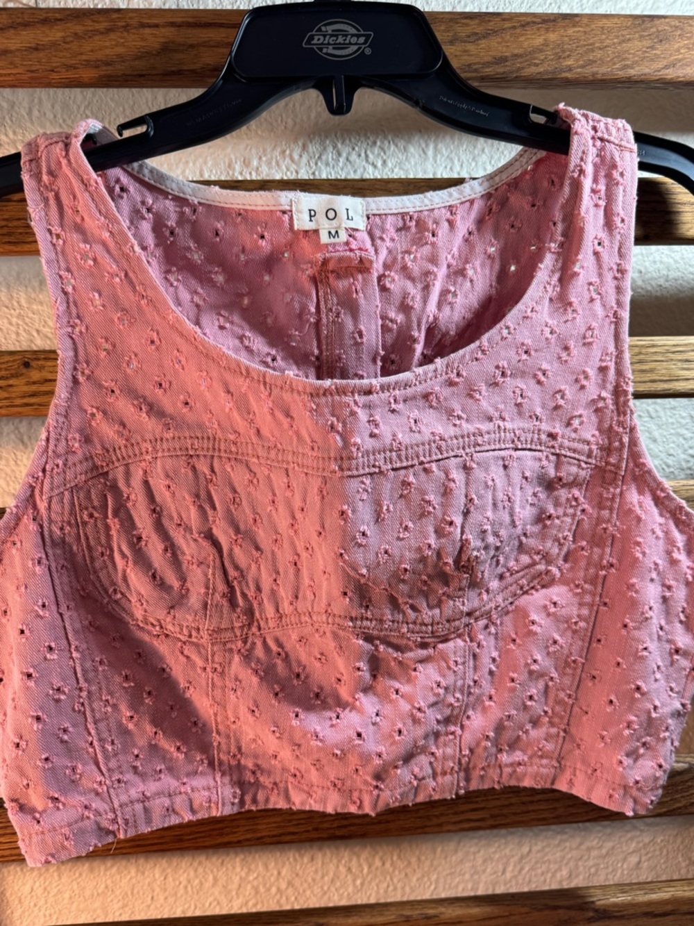POL Pink Eyelet Cropped Tank NWOT